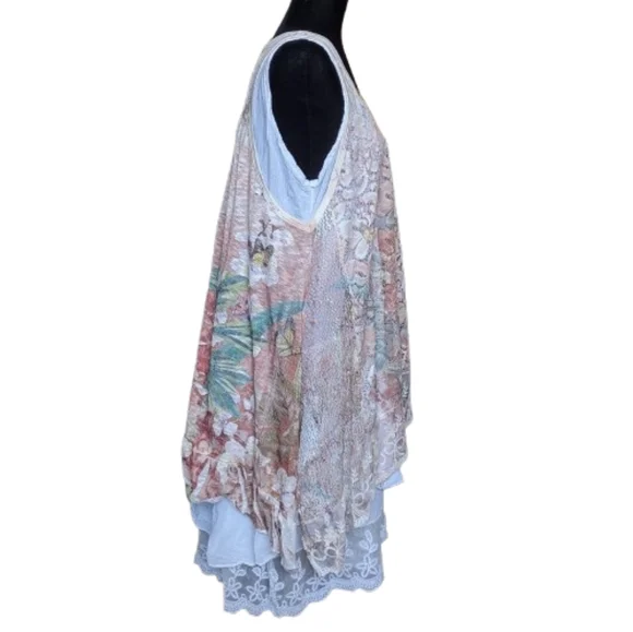 Made In Italy Lacy Layered Tunic Dress One Size - Picture 2 of 16